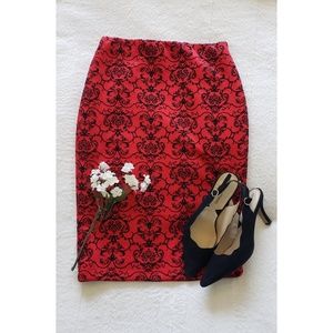 Women's Fashion Red Bodycon Pencil Skirt